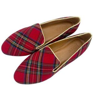 J. Crew Women's Stewart Tartan Red Plaid Slip On Loafers